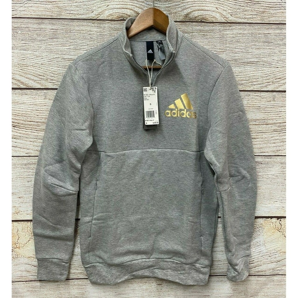 Adidas Zip Neck Sweatshirt Mens Size Small Grey M SID 1/4 Zip CT Pullover New
